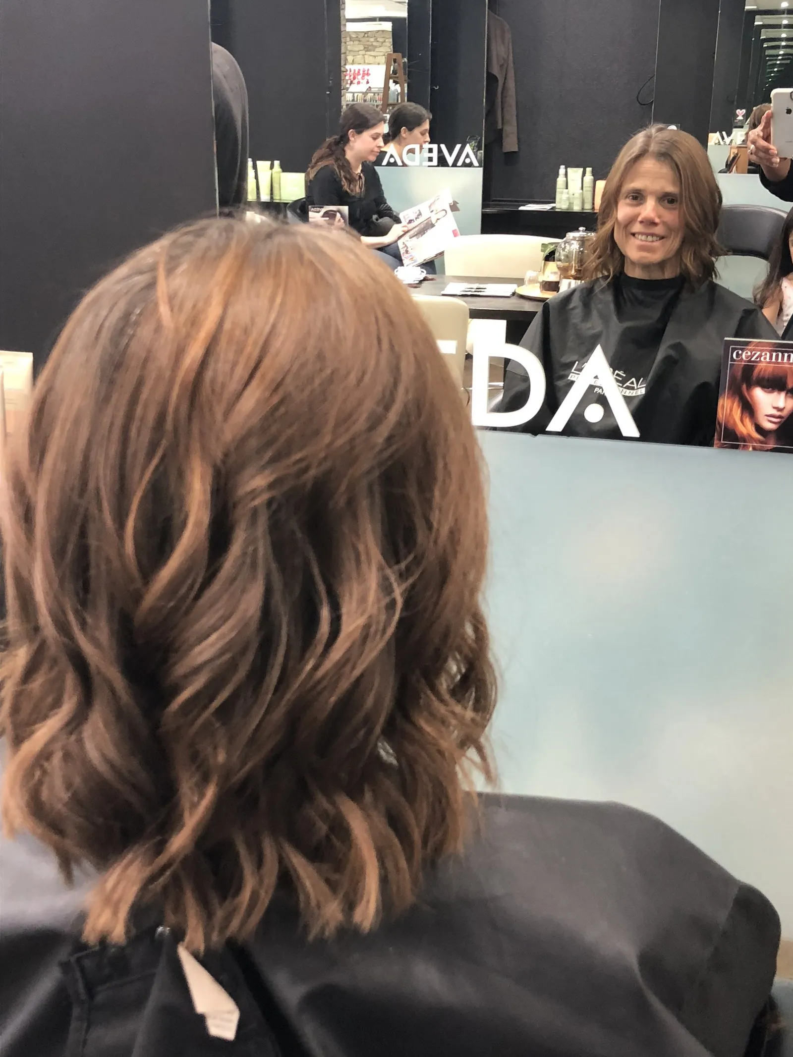 Copper auburn wavy lob colour at DC Hair Lounge Baulkham Hills