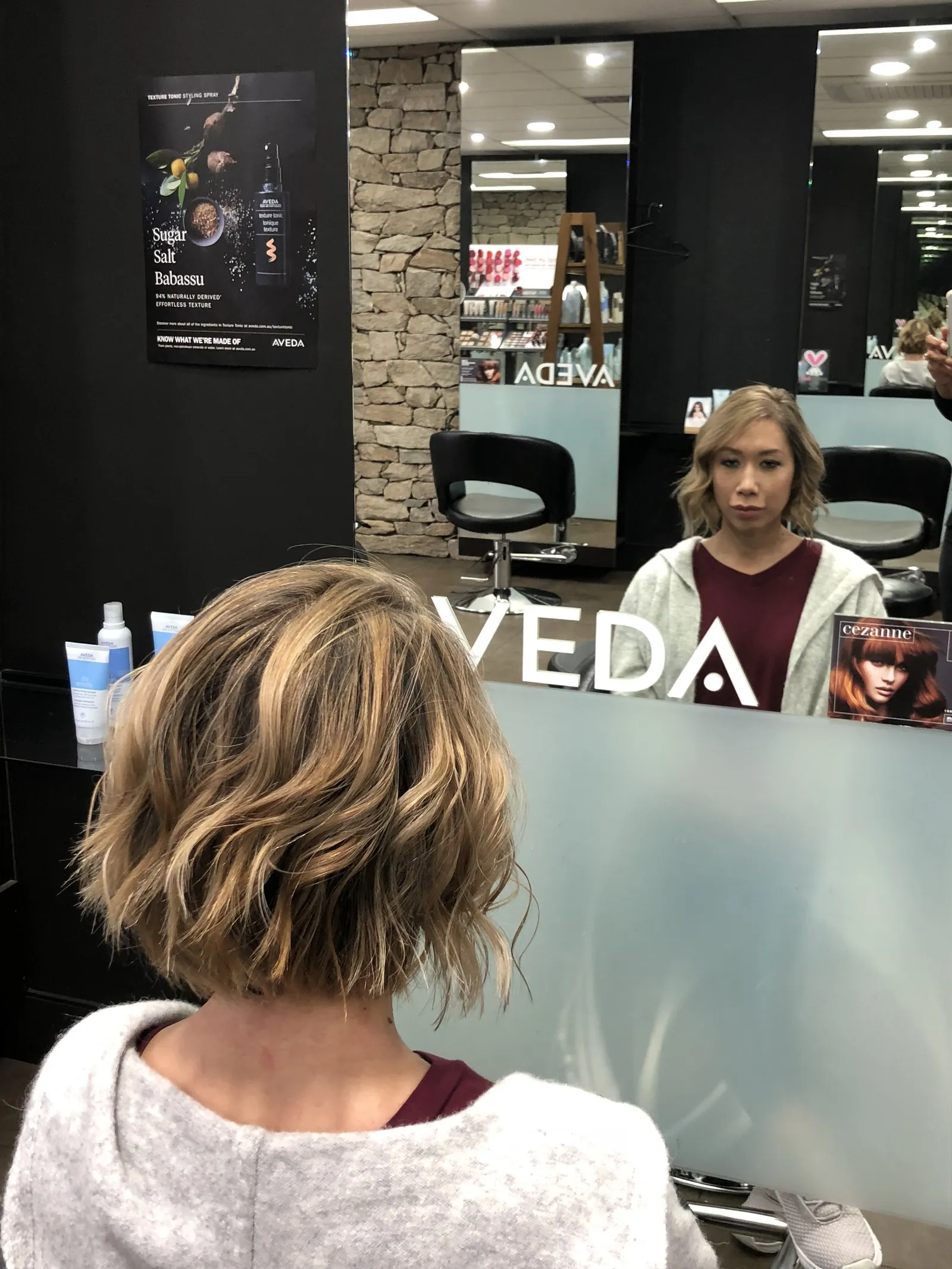 Sandy brunette wavy bob colour at DC Hair Lounge Baulkham Hills