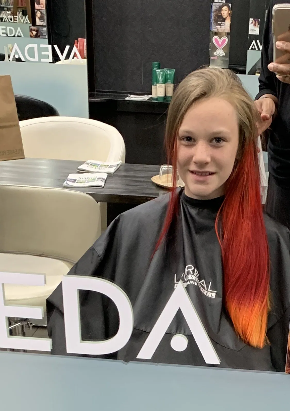 Vivid red orange direct colour at DC Hair Lounge Baulkham Hills