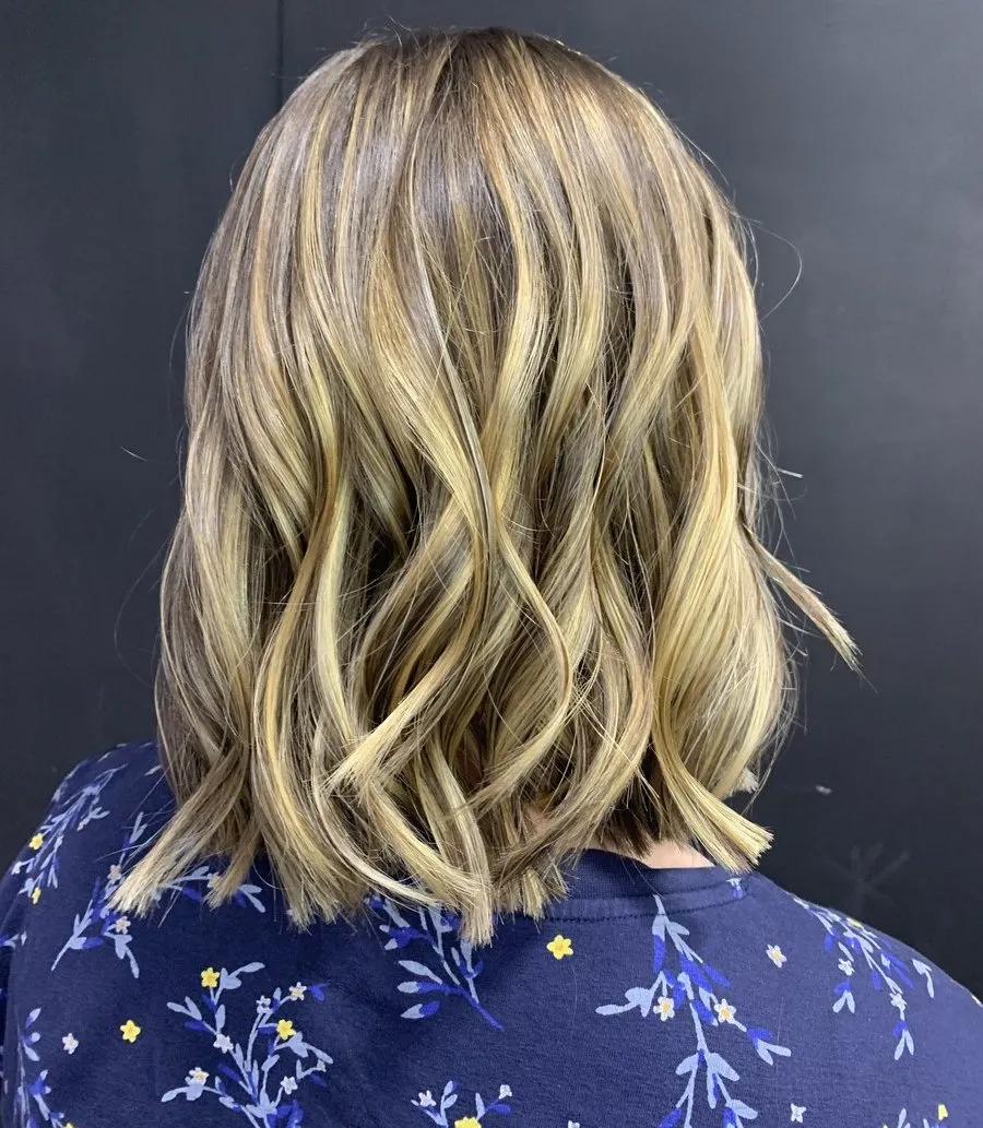 Honey golden blonde balayage lob at DC Hair Lounge Baulkham Hills