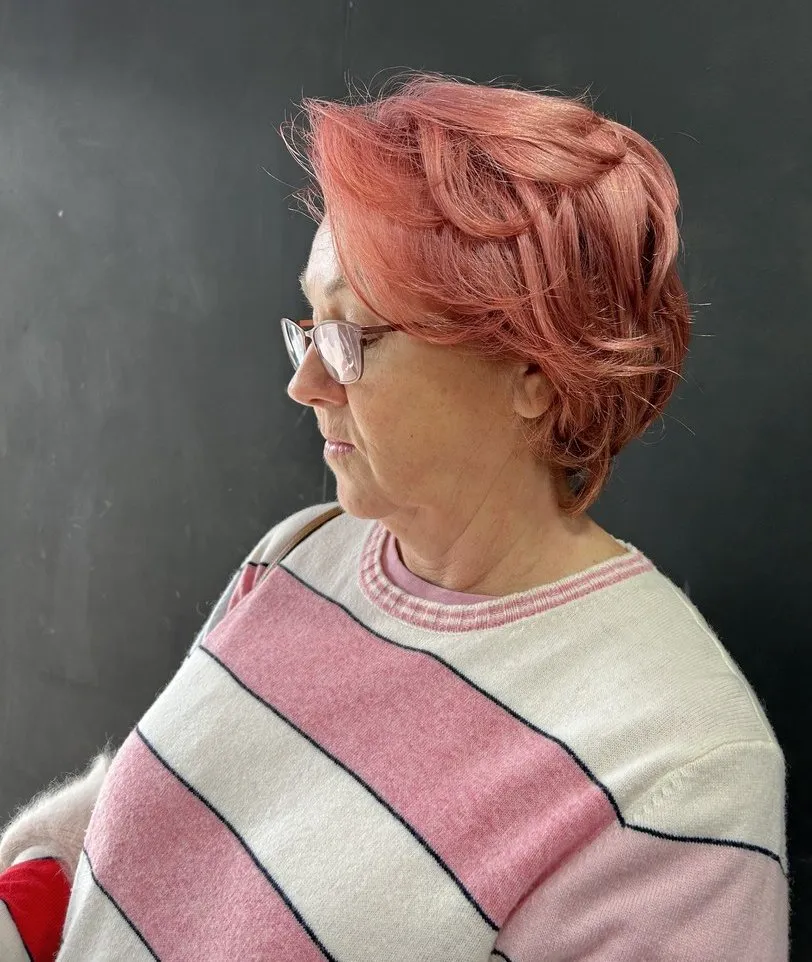 Rose pink pixie cut at DC Hair Lounge Baulkham Hills