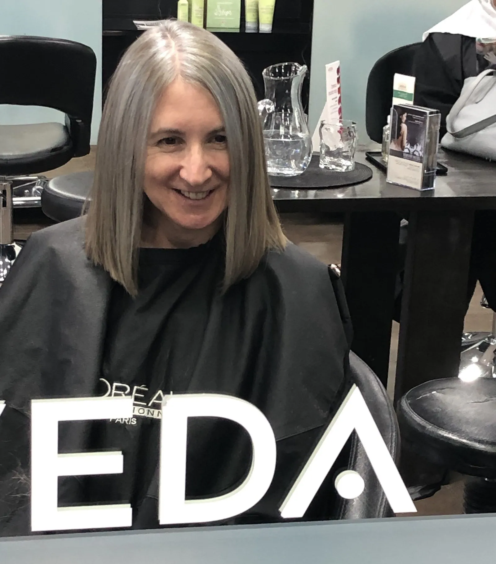Silver blonde sleek lob at DC Hair Lounge Baulkham Hills